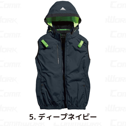 シンメン 05642 S-AIR フードリペルベスト フルハーネス対応 撥水 UVカット トリプルアイスポケット搭載 空調作業服