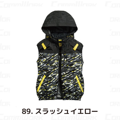 シンメン 05652 S-AIR サイドファンフードベスト フルハーネス対応 撥水 UVカット トリプルアイスポケット搭載 空調作業服