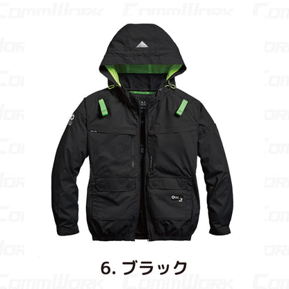 シンメン 05660 S-AIR 遮熱ハイポジフードジャケット 長袖 裏チタン加工 フルハーネス対応 トリプルアイスポケット搭載 空調作業服