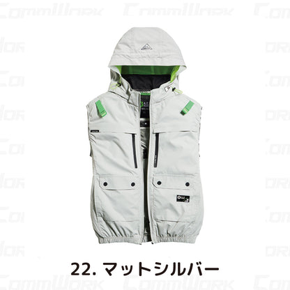 シンメン 05662 S-AIR 遮熱ハイポジフードベスト 裏チタン加工 フルハーネス対応 トリプルアイスポケット搭載 空調作業服