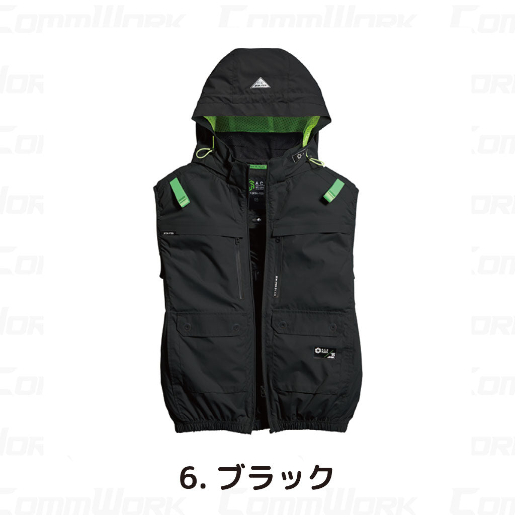 シンメン 05662 S-AIR 遮熱ハイポジフードベスト 裏チタン加工 フルハーネス対応 トリプルアイスポケット搭載 空調作業服
