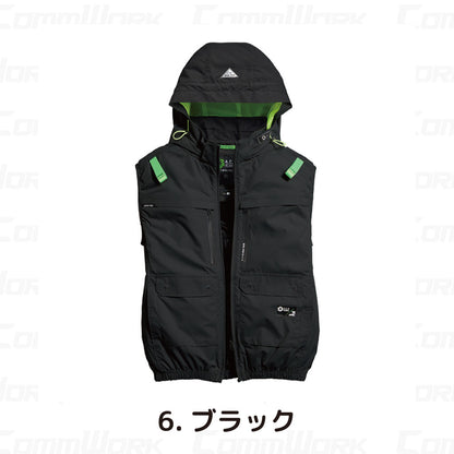 シンメン 05662 S-AIR 遮熱ハイポジフードベスト 裏チタン加工 フルハーネス対応 トリプルアイスポケット搭載 空調作業服