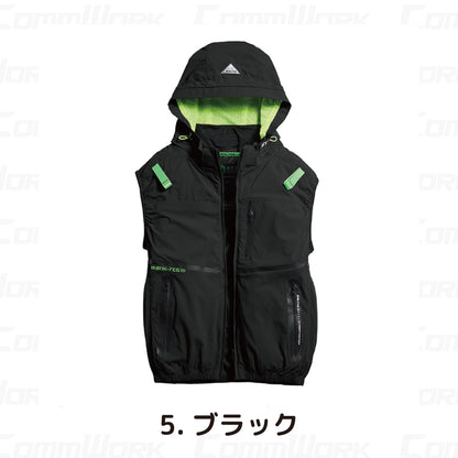 シンメン 05682 S-AIR コンデンスタイルショートベスト ストレッチナイロン 遮熱 撥水 サイドファン フルハーネス対応 空調作業服