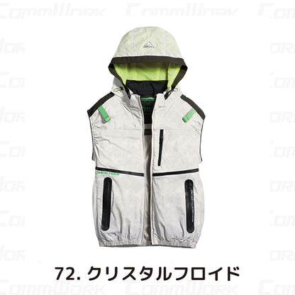 シンメン 05682 S-AIR コンデンスタイルショートベスト ストレッチナイロン 遮熱 撥水 サイドファン フルハーネス対応 空調作業服
