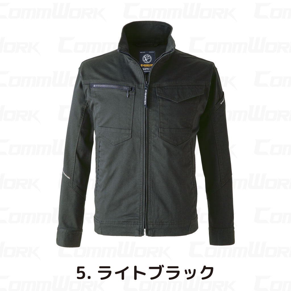 イーブンリバー US1607 ソリッドストレッチジャケット  綿97% 高品質 ソフトな肌触り ストレッチ ワークジャケット 作業服 EVENRIVER