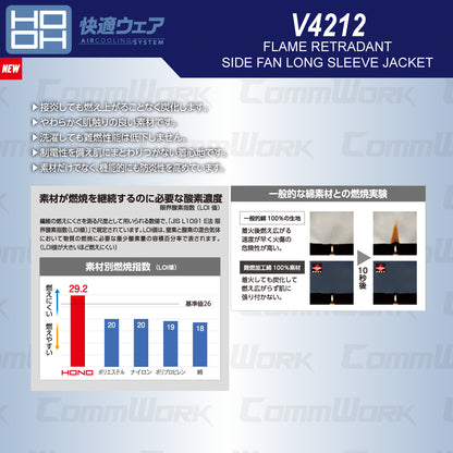 HOOH 快適ウェア V4252 難燃ミドルファン長袖ブルゾン 綿100% 制電 耐炎 耐熱 フルハーネス対応 村上被服
